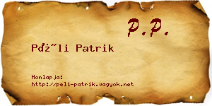 Péli Patrik névjegykártya